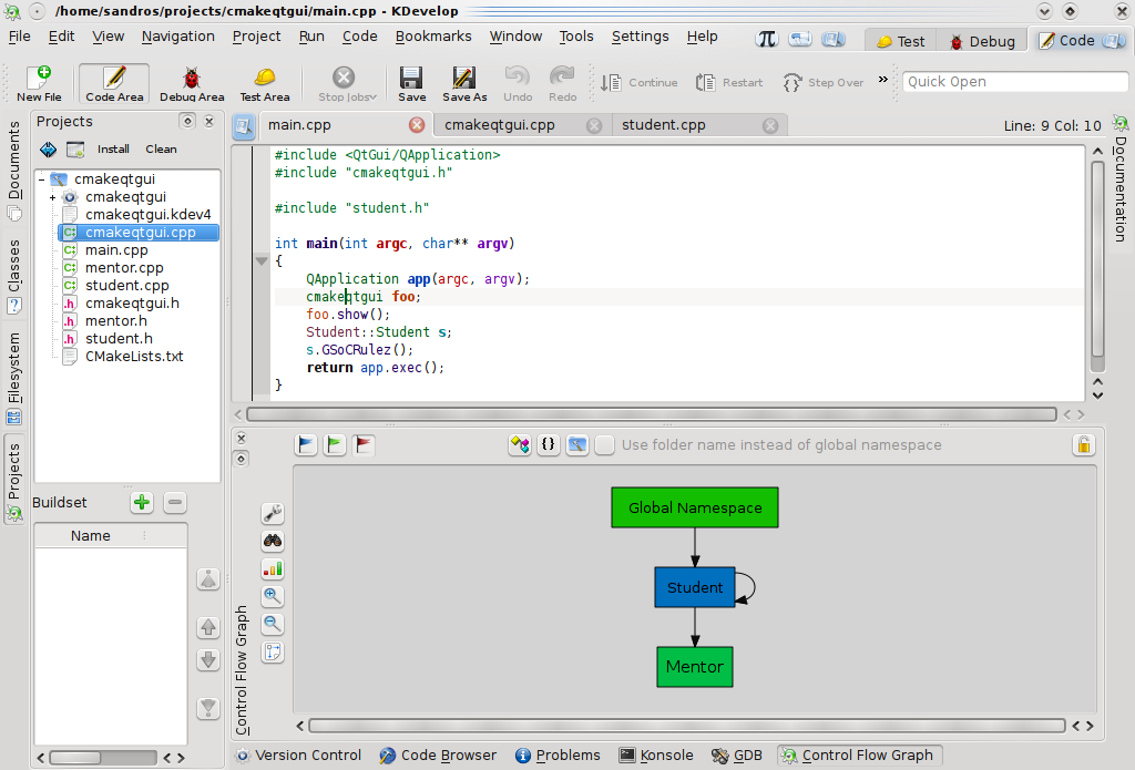 Control flow graph between namespaces