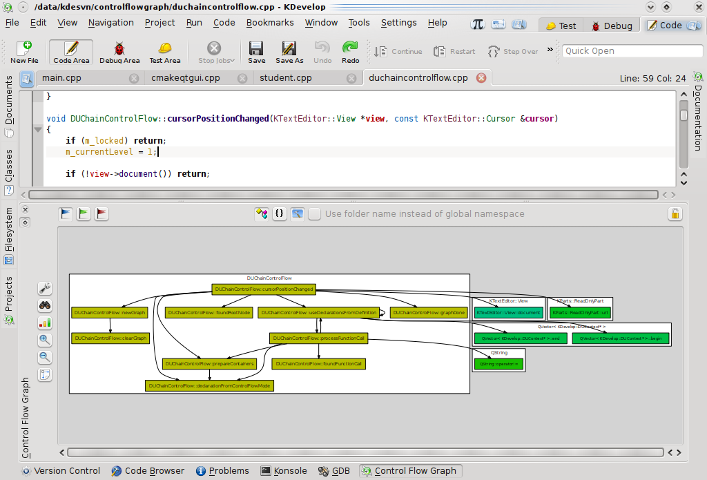 Visualization the KDevelop visualization plugin itself